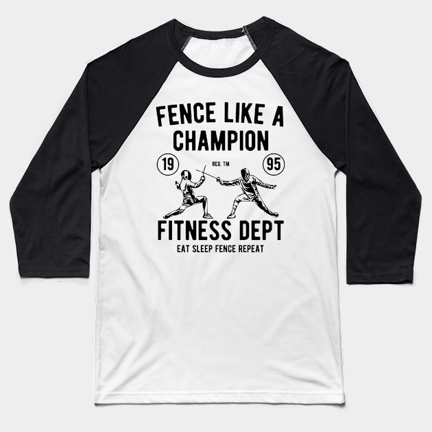 Fencing Champion Baseball T-Shirt by JakeRhodes